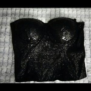 Charlotte Russe Black Sequin Corset